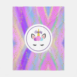 Personalisiertes goldfarbenes Einhorn Fleecedecke
