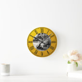 Personalisiertes, goldfarbenes Foto / Gewohnheit Runde Wanduhr (Zuhause)