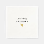 Personalisiertes Goldherz Hochzeitspapier Napkins Serviette (Vorderseite)