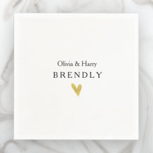 Personalisiertes Goldherz Hochzeitspapier Napkins