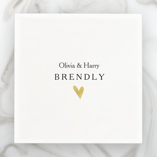 Personalisiertes Goldherz Hochzeitspapier Napkins Serviette