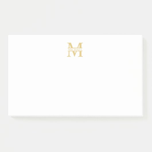 Personalisiertes Goldmonogramm und Name Post-it Klebezettel (Vorderseite)