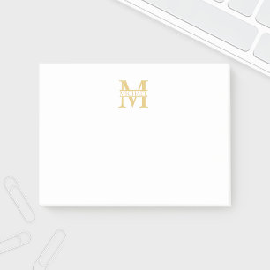 Personalisiertes Goldmonogramm und Name Post-it Klebezettel