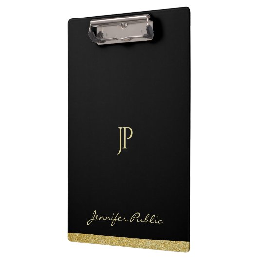 Personalisiertes Goldtext-Name-Monogramm modern Klemmbrett (Links)