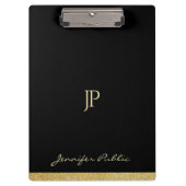 Personalisiertes Goldtext-Name-Monogramm modern Klemmbrett (Vorderseite)