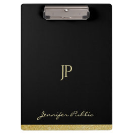 Personalisiertes Goldtext-Name-Monogramm modern Klemmbrett