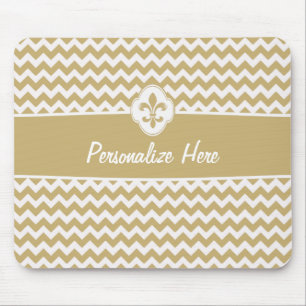 Personalisiertes Goldweiße Zickzack Lilie Mousepad