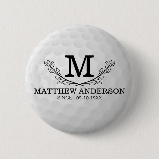 Personalisiertes Golf Ball Muster Name Monogramm A Button (Vorderseite)