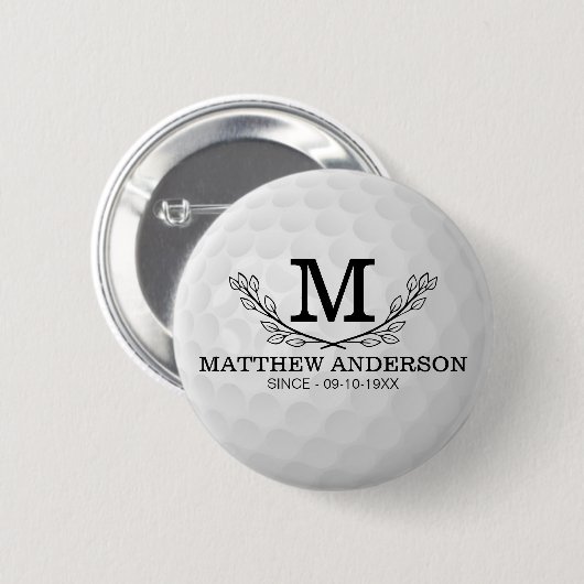 Personalisiertes Golf Ball Muster Name Monogramm A Button (Vorne & Hinten)