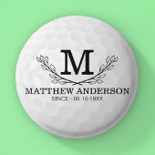 Personalisiertes Golf Ball Muster Name Monogramm A Button