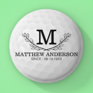 Personalisiertes Golf Ball Muster Name Monogramm A Button