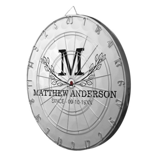 Personalisiertes Golf Ball Muster Name Monogramm A Dartscheibe (Vorderseite rechts)