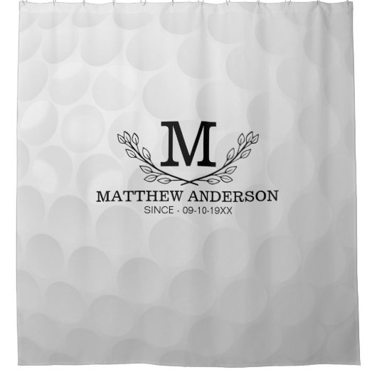 Personalisiertes Golf Ball Muster Name Monogramm A Duschvorhang (Vorderseite)