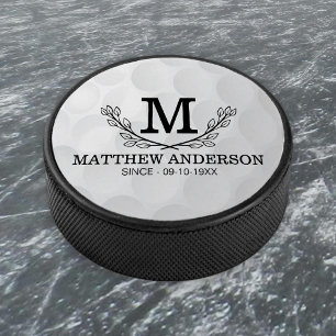 Personalisiertes Golf Ball Muster Name Monogramm A Eishockey Puck