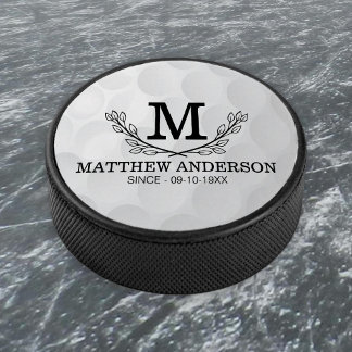 Personalisiertes Golf Ball Muster Name Monogramm A Eishockey Puck