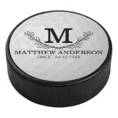 Personalisiertes Golf Ball Muster Name Monogramm A Eishockey Puck (3/4)