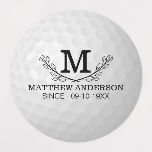 Personalisiertes Golf Ball Muster Name Monogramm A Etiketten (Design 1)
