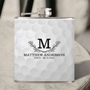 Personalisiertes Golf Ball Muster Name Monogramm A Flachmann