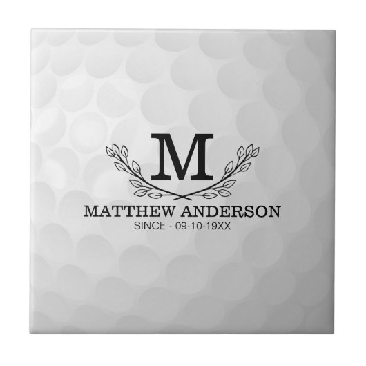 Personalisiertes Golf Ball Muster Name Monogramm A Fliese (Vorderseite)
