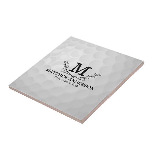 Personalisiertes Golf Ball Muster Name Monogramm A Fliese (Seite)