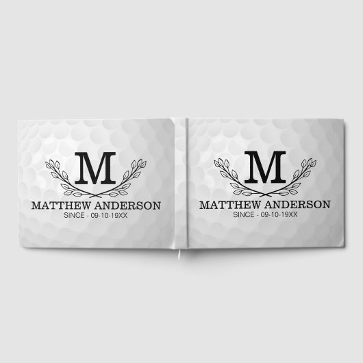 Personalisiertes Golf Ball Muster Name Monogramm A Gästebuch (Voll)