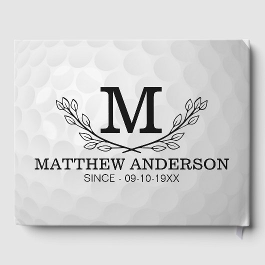 Personalisiertes Golf Ball Muster Name Monogramm A Gästebuch (Rückseite)