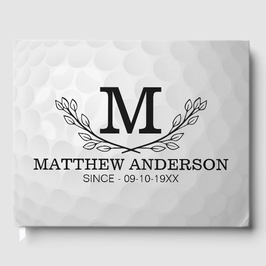 Personalisiertes Golf Ball Muster Name Monogramm A Gästebuch (Vorderseite)
