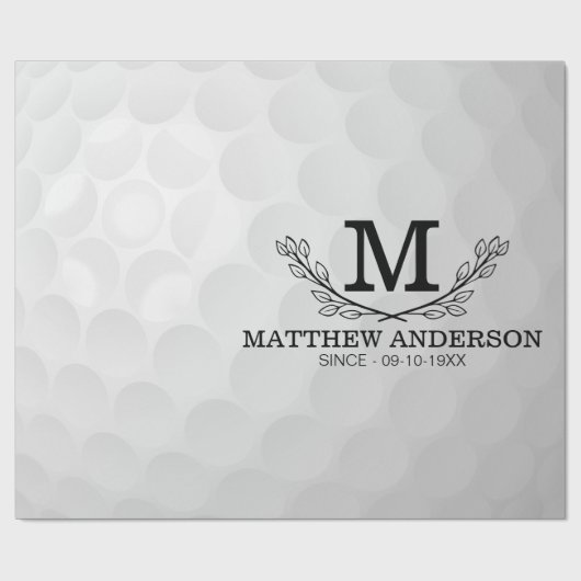 Personalisiertes Golf Ball Muster Name Monogramm A Geschenkpapier (Flach)