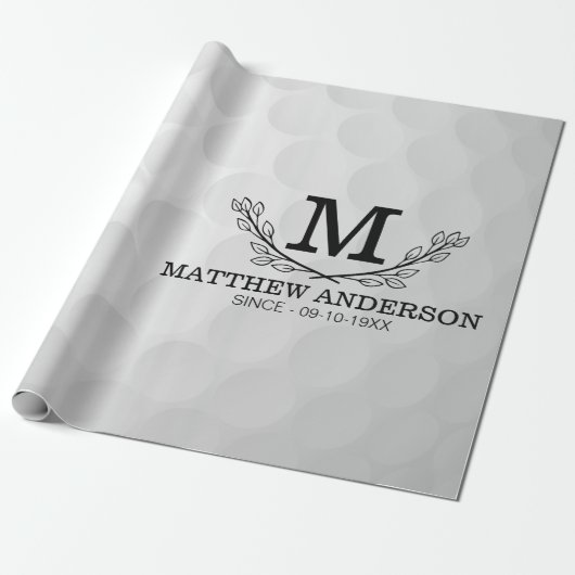 Personalisiertes Golf Ball Muster Name Monogramm A Geschenkpapier (Ungerollt)