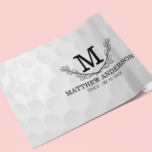 Personalisiertes Golf Ball Muster Name Monogramm A Geschenkpapier