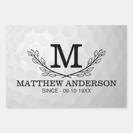 Personalisiertes Golf Ball Muster Name Monogramm A Geschenkpapier Set (Vorderseite)