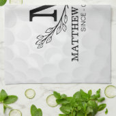 Personalisiertes Golf Ball Muster Name Monogramm A Geschirrtuch (Gefaltet)