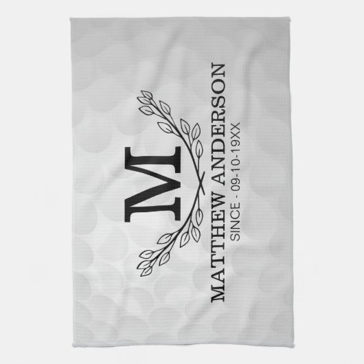 Personalisiertes Golf Ball Muster Name Monogramm A Geschirrtuch (Vertikal)