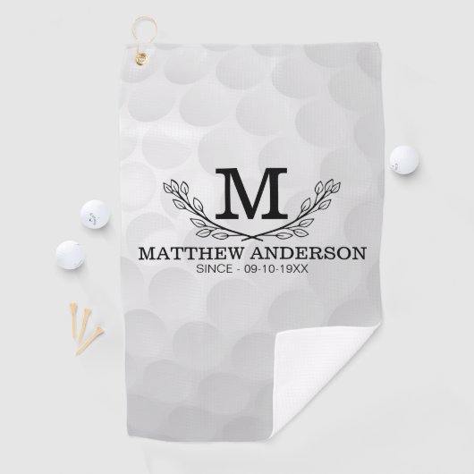 Personalisiertes Golf Ball Muster Name Monogramm A Golfhandtuch (Insitu)