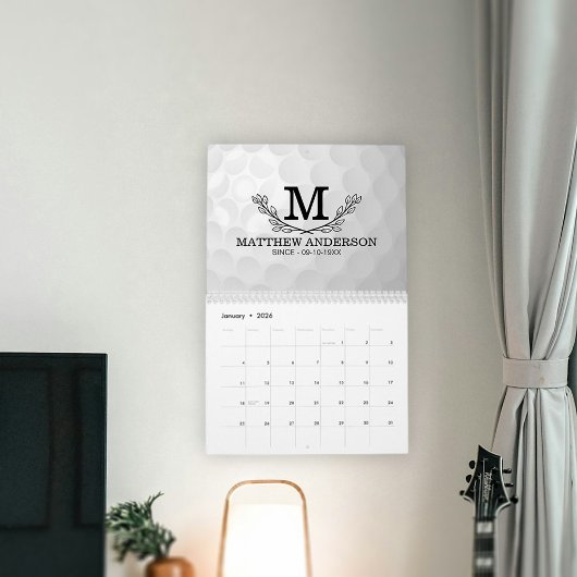 Personalisiertes Golf Ball Muster Name Monogramm A Kalender