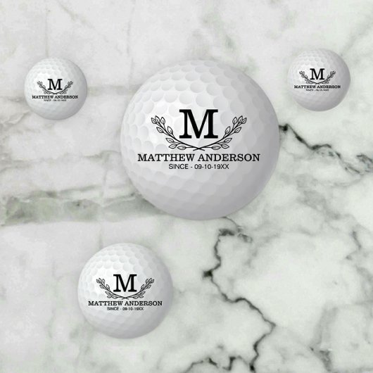 Personalisiertes Golf Ball Muster Name Monogramm A Konfetti