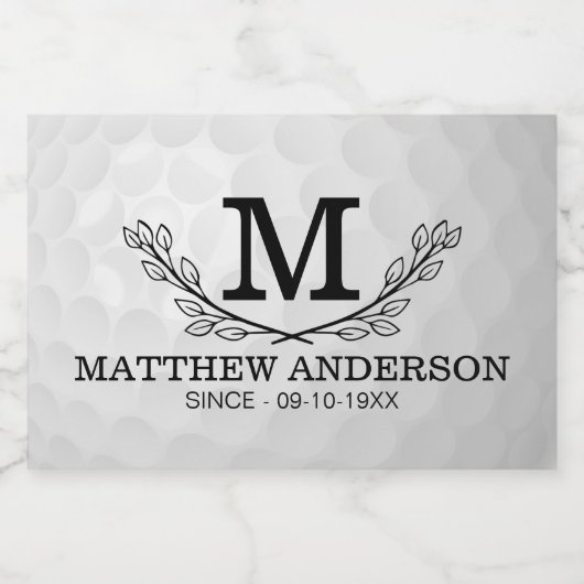 Personalisiertes Golf Ball Muster Name Monogramm A Lebensmitteletikett (Einzelnes Label)