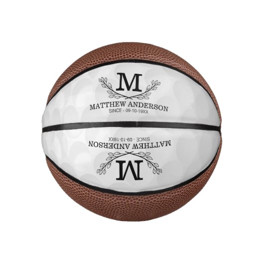 Personalisiertes Golf Ball Muster Name Monogramm A Mini Basketball (Vorderseite)