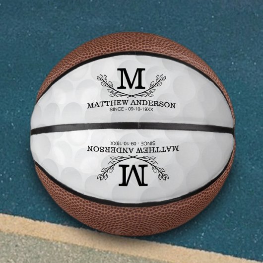 Personalisiertes Golf Ball Muster Name Monogramm A Mini Basketball