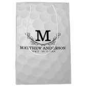 Personalisiertes Golf Ball Muster Name Monogramm A Mittlere Geschenktüte (Vorderseite)