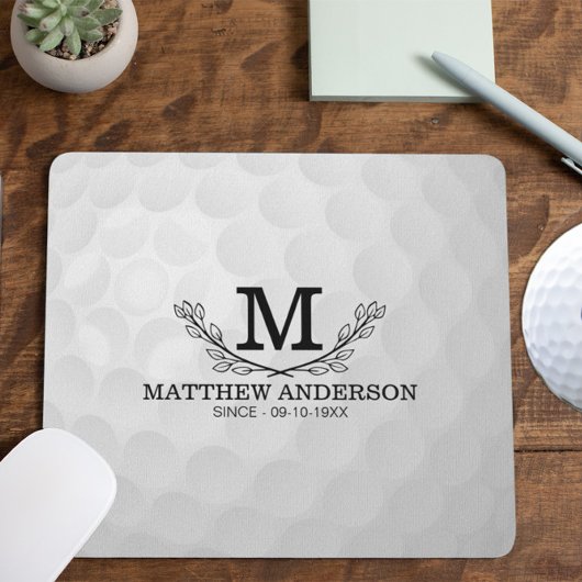 Personalisiertes Golf Ball Muster Name Monogramm A Mousepad
