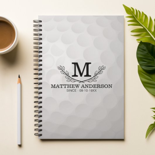Personalisiertes Golf Ball Muster Name Monogramm A Notizblock