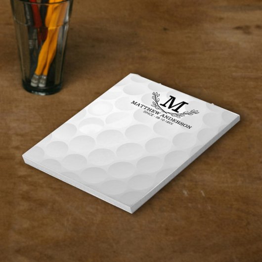 Personalisiertes Golf Ball Muster Name Monogramm A Notizblock