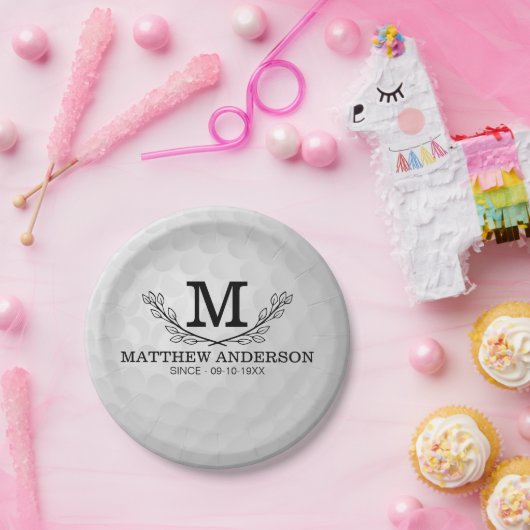 Personalisiertes Golf Ball Muster Name Monogramm A Pappteller (Party)