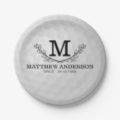 Personalisiertes Golf Ball Muster Name Monogramm A Pappteller (Vorderseite)