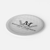 Personalisiertes Golf Ball Muster Name Monogramm A Pappteller (Schrägansicht)