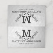 Personalisiertes Golf Ball Muster Name Monogramm A Platzkarte (Außenseite Aufgefaltet)