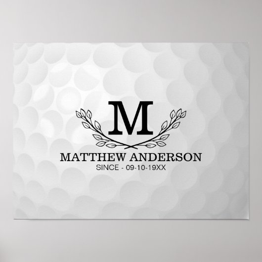 Personalisiertes Golf Ball Muster Name Monogramm A Poster (Vorne)
