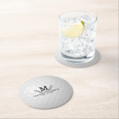 Personalisiertes Golf Ball Muster Name Monogramm A Runder Pappuntersetzer (Vor Ort)