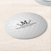 Personalisiertes Golf Ball Muster Name Monogramm A Runder Pappuntersetzer (Angewinkelt)